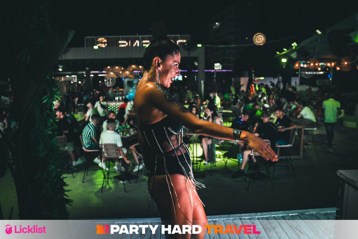 Female Performer on Stage at Full Moon Party Event in Magaluf