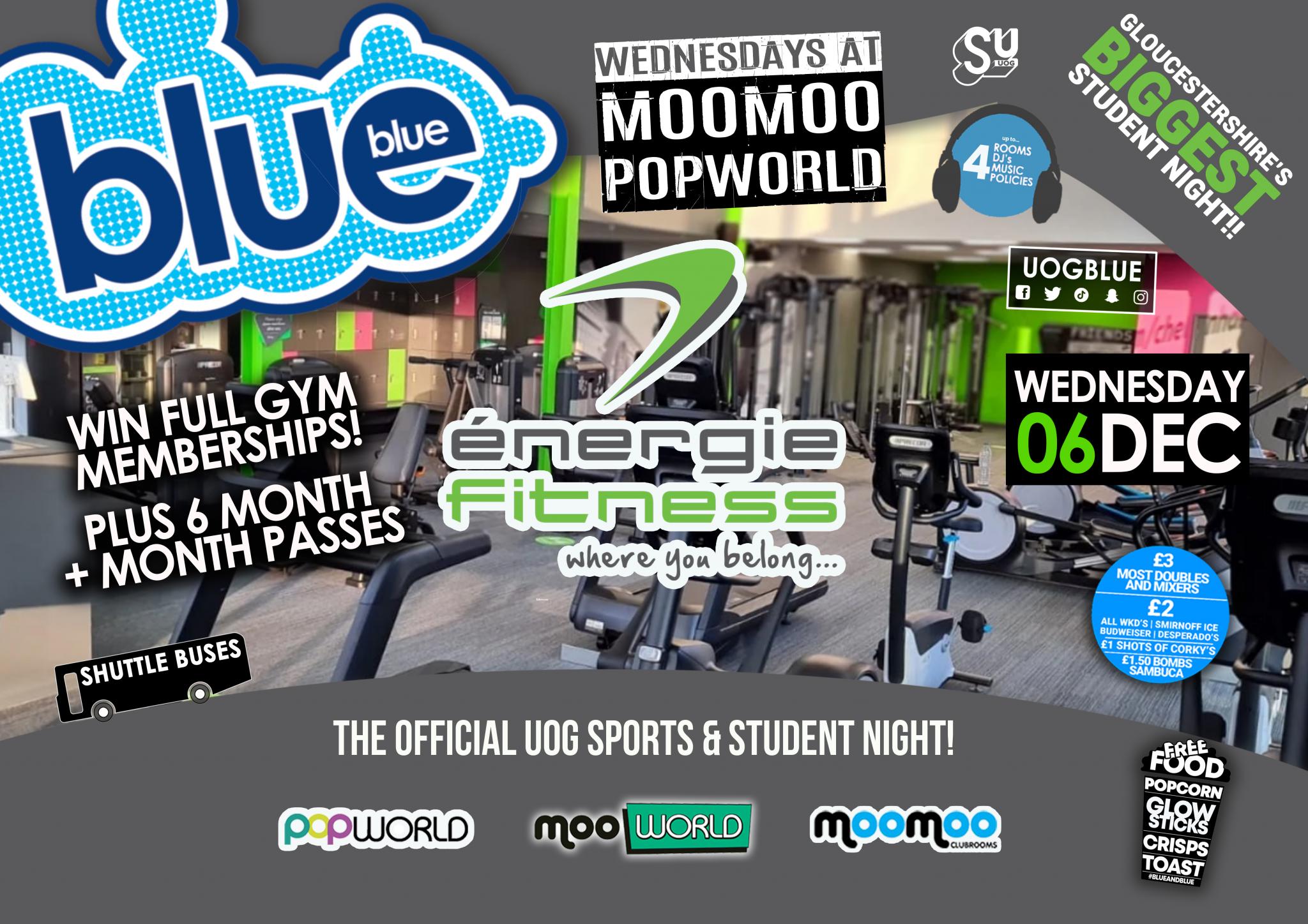 Blue and Blue - Energise Fitness - Gloucestershire's Biggest Student Night